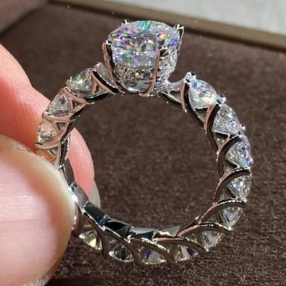 NEW 925 Sterling Silver Oval Cut Diamond Ring A3